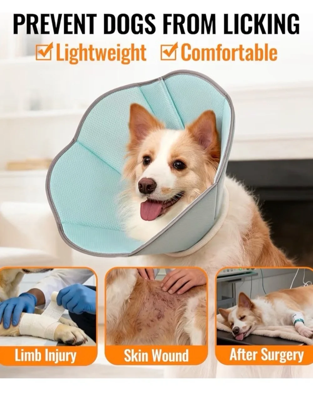 Blue Pet Recovery Collar - Comfortable Protective E-Collar for Dogs XL